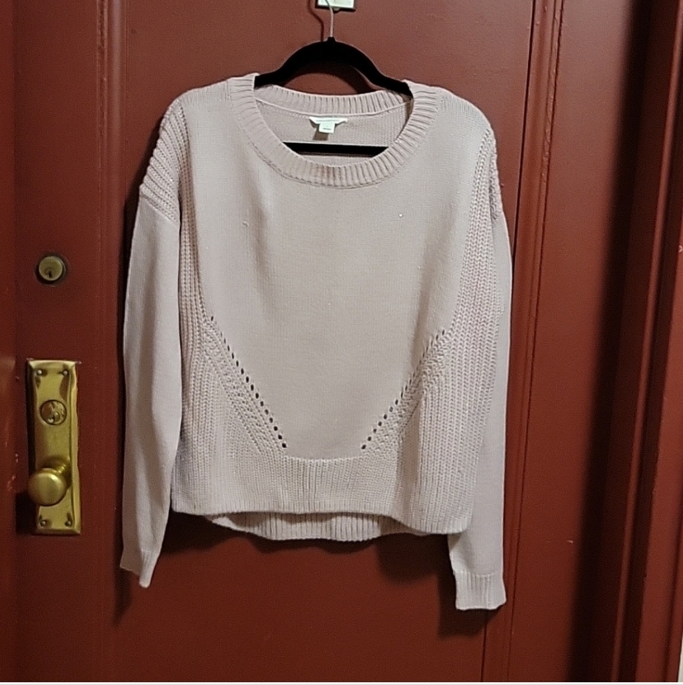 Aeropostale Women's Pink Crew Neck Sweater with Ribbed Knit Size L